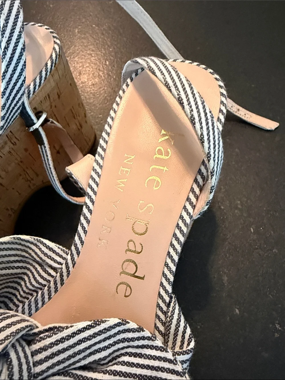 Kate SpadeStriped Knot-Front Cork Platform Sandal 7 bow